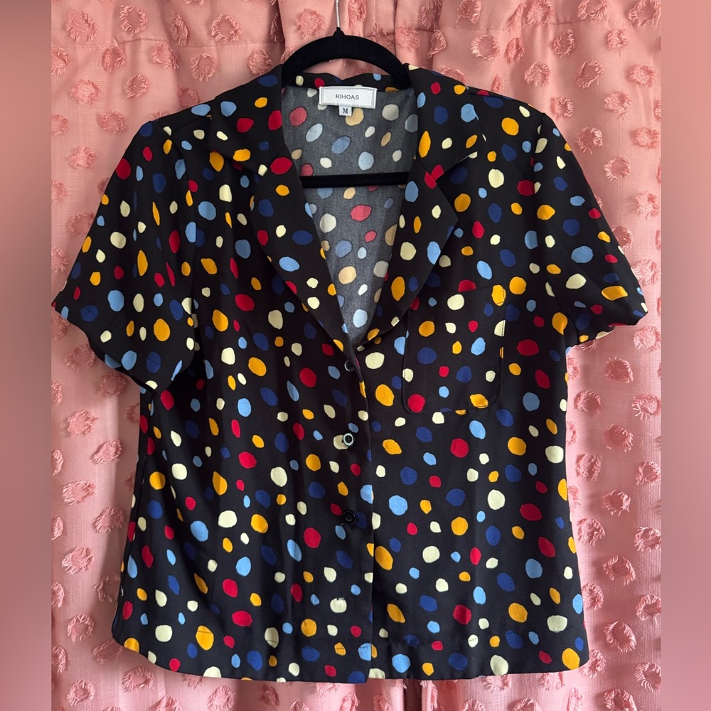 Women’s polka dot button up shirt